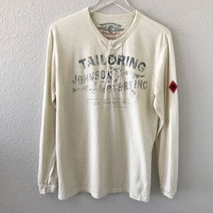 Johnson Motors Inc Mens Cotton Graphic Long Sleeve Henley T-Shirt M California